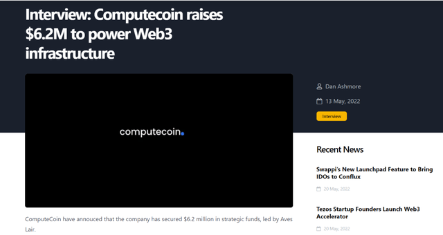 采访：Computecoin筹集620万美元用于支持Web3基础设施