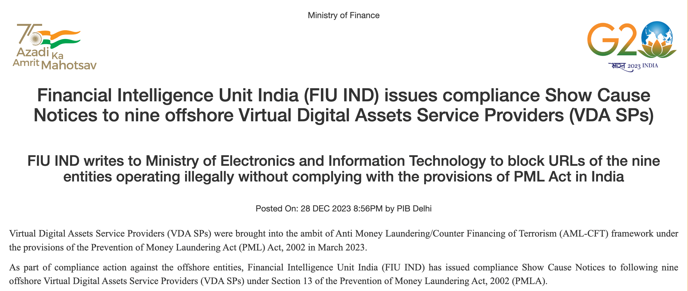 印度：币安等9家虚拟数字资产服务提供商非法经营，将屏蔽其网址