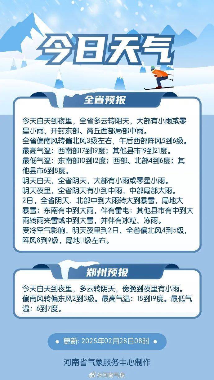 郑州预报图“黑”了！河南大范围雨雪明天来袭，多地有暴雪