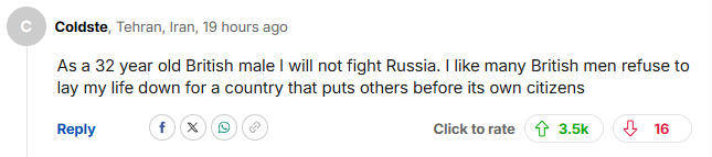 英国国防参谋长呼吁“准备牺牲儿女”，评论区大翻车